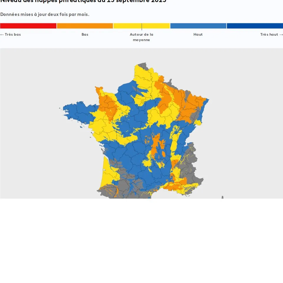 Infographie franceinfo : Niveau des nappes phréatiques